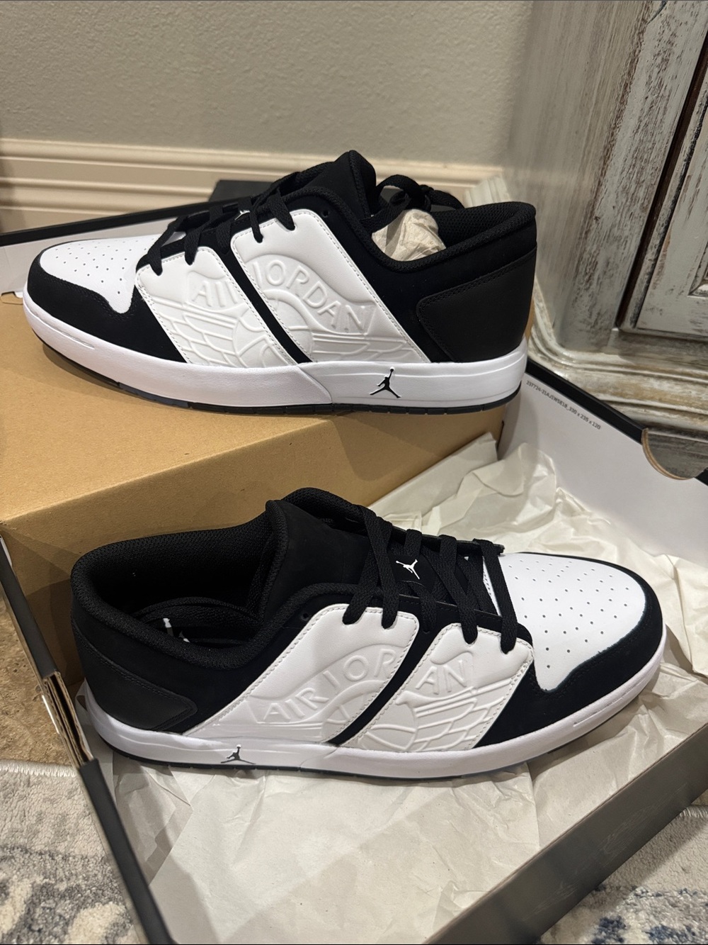 Jordan Men’s Black and White Low-Top Sneakers